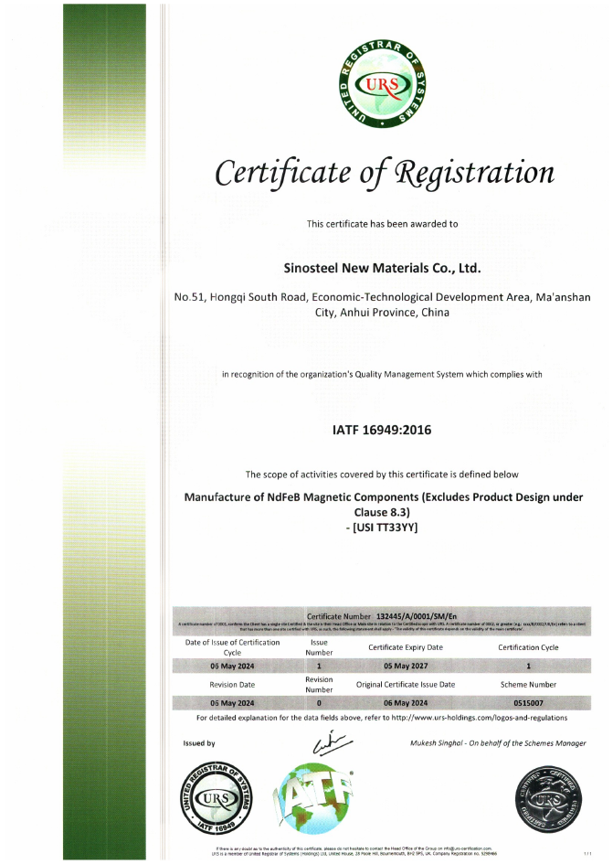 Neodymium Iron Boron Quality Management System