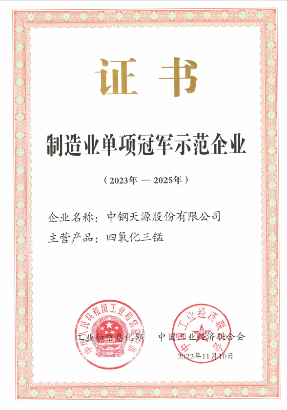 制造業(yè)單項冠軍示范企業(yè)